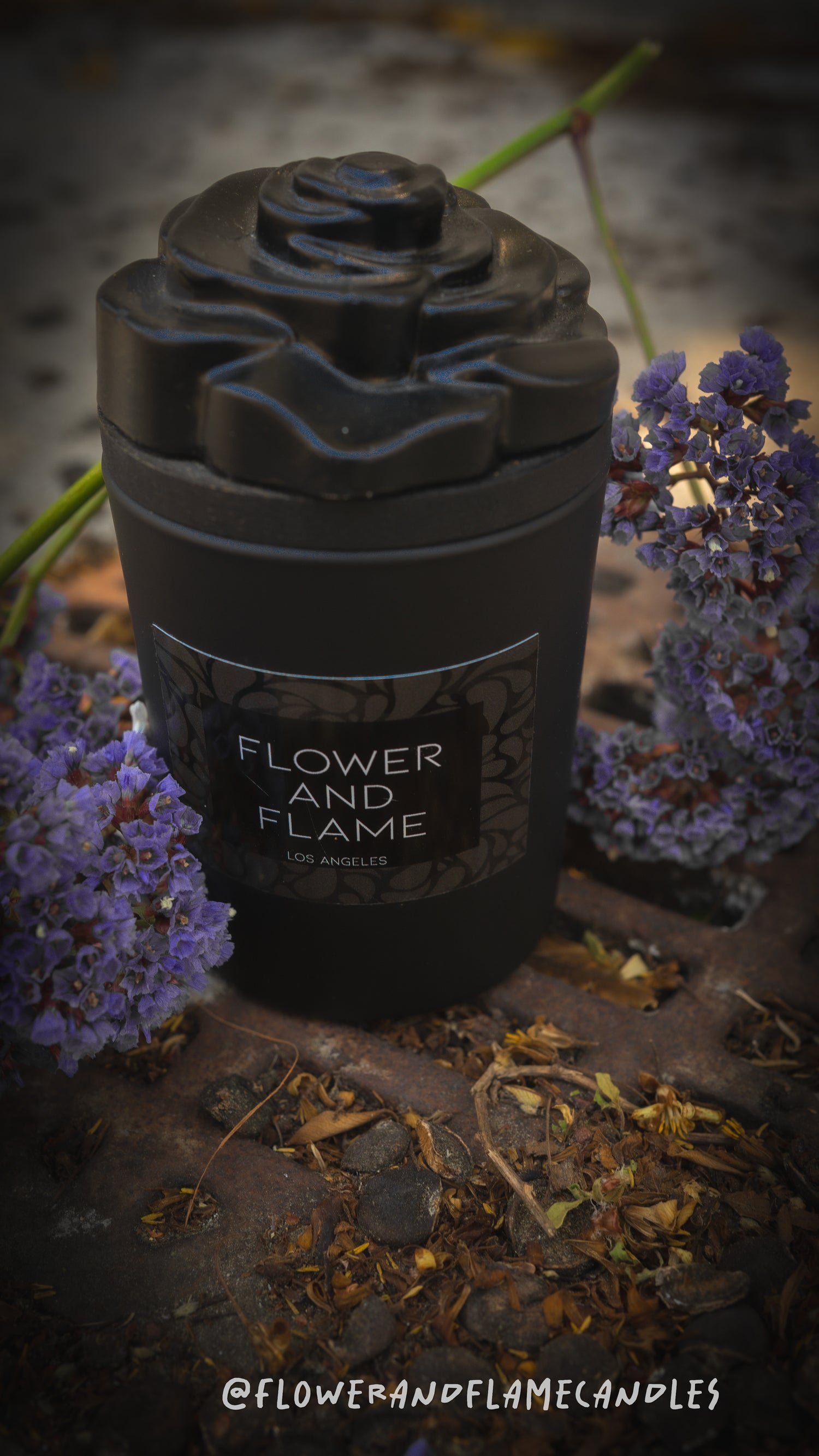 Flower and Flame Candles Purple Flowers 